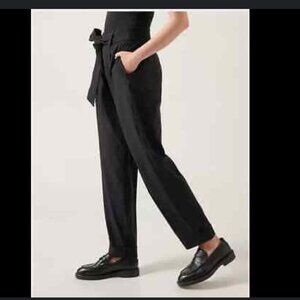 Athleta Women's Cardiff Black Pleated Tie Belt Cuffs Pant 10 Tall